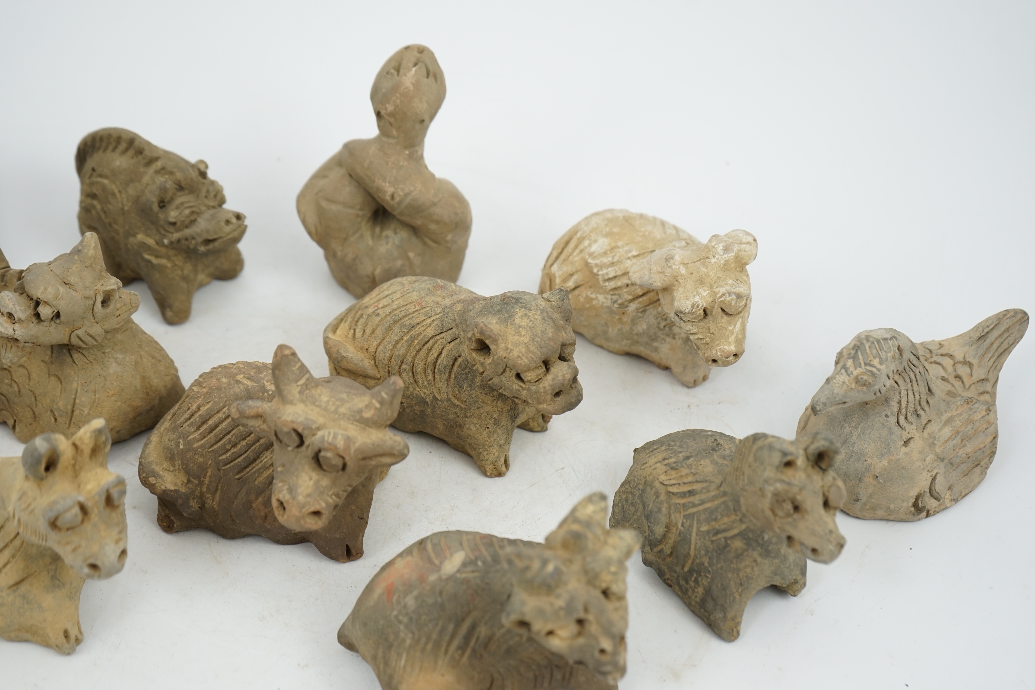 A set of twelve Chinese Buddhist pottery zodiac animals, Song Dynasty (AD 960-1279) or the Yuan Dynasty (AD 1279-1368)